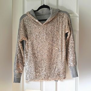 Boston Proper sequin front pullover hoodie SM. JUST REDUCED FINAL SALE!